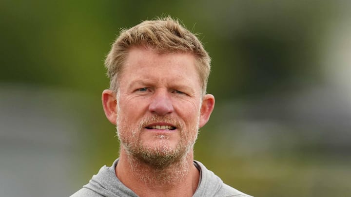 May 23, 2023, Thousand Oaks, CA, USA; Los Angeles Rams general manager Les Snead during organized team activities at Cal Lutheran. Mandatory Credit: Kirby Lee-Imagn Images