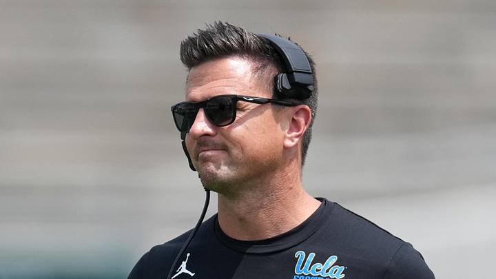 May 2, 2026; Pasadena, CA, USA; UCLA Bruins coach Bob Chesney reacts during the spring game at Rose Bowl. Mandatory Credit: Kirby Lee-Imagn Images May 2, 2026; Pasadena, CA, USA; UCLA Bruins coach Bob Chesney reacts during the spring game at Rose Bowl. Mandatory Credit: Kirby Lee-Imagn Images