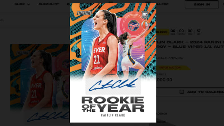Caitlin Clark 2024 Panini Instant WNBA #CCROY Blue Viper 1/1 Auto