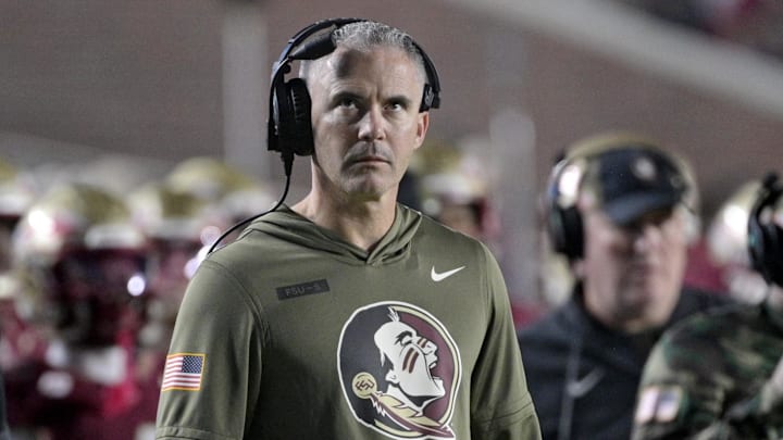 Nov 15, 2025; Tallahassee, Florida, USA; Florida State Seminoles head coach Mike Norvell during the second half against the Virginia Tech Hokies at Doak S. Campbell Stadium. Mandatory Credit: Melina Myers-Imagn Images Nov 15, 2025; Tallahassee, Florida, USA; Florida State Seminoles head coach Mike Norvell during the second half against the Virginia Tech Hokies at Doak S. Campbell Stadium. Mandatory Credit: Melina Myers-Imagn Images