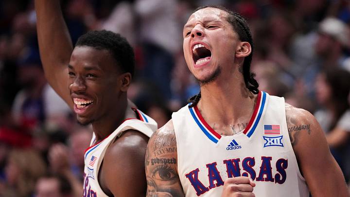 Kansas Jayhawks guards Melvin Council Jr. (14) and Tre White (3) Kansas Jayhawks guards Melvin Council Jr. (14) and Tre White (3)