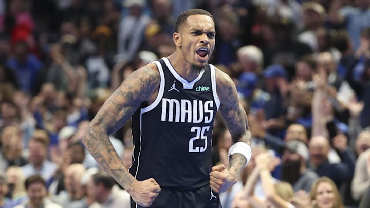 Dec 3, 2024; Dallas, Texas, USA; Dallas Mavericks forward P.J. Washington (25) reacts after scoring during the fourth quarter against the Memphis Grizzlies at American Airlines Center. Mandatory Credit: Kevin Jairaj-Imagn Images Dec 3, 2024; Dallas, Texas, USA; Dallas Mavericks forward P.J. Washington (25) reacts after scoring during the fourth quarter against the Memphis Grizzlies at American Airlines Center. Mandatory Credit: Kevin Jairaj-Imagn Images