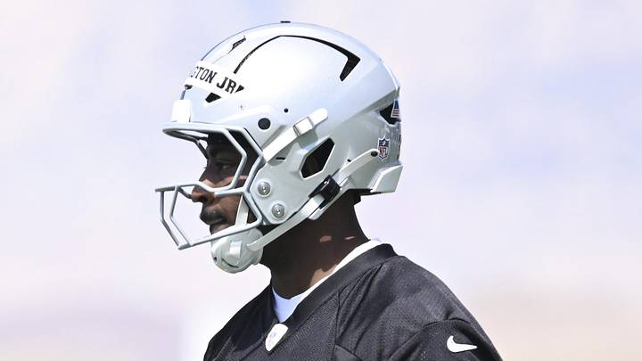 May 2, 2026; Henderson, NV, USA; Las Vegas Raiders running back Mike Washington Jr. (30) runs through a drill during a Rookie Minicamp at Intermountain Health Performance Center. Mandatory Credit: Candice Ward-Imagn Images