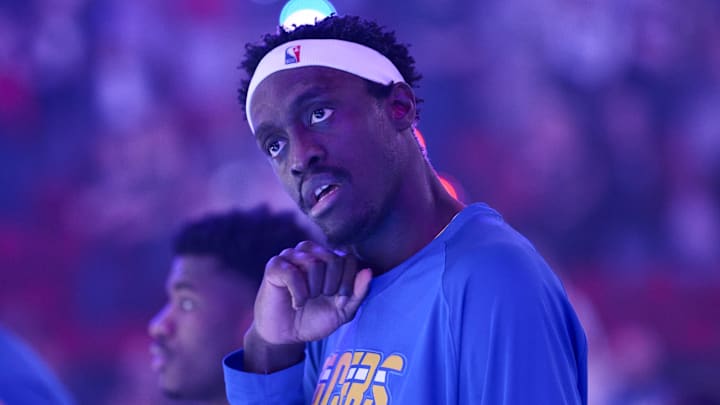 Indiana Pacers forward Pascal Siakam (43) stands during the singing of the national anthem before a game against the Portland Trail Blazers at Moda Center.