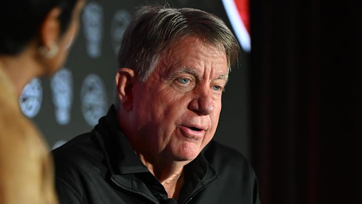 Oct 6, 2025; Charlotte, NC, USA; North Carolina State head coach Wes Moore answers questions from the media at The Hilton Charlotte Uptown. Mandatory Credit: William Howard-Imagn Images Oct 6, 2025; Charlotte, NC, USA; North Carolina State head coach Wes Moore answers questions from the media at The Hilton Charlotte Uptown. Mandatory Credit: William Howard-Imagn Images