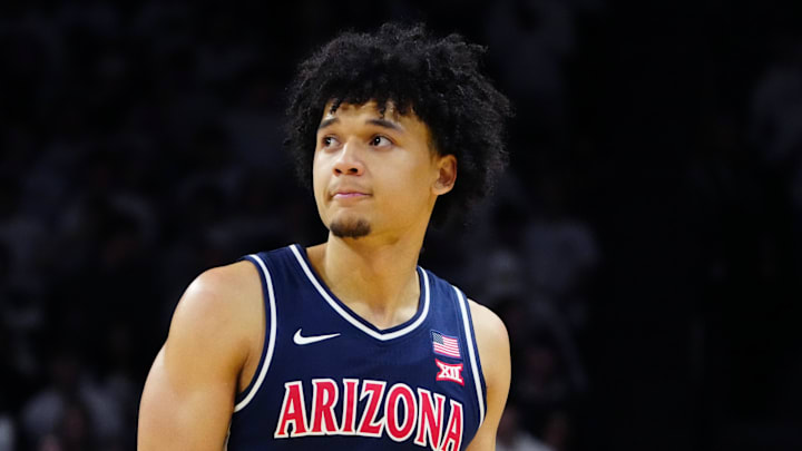 Mar 7, 2026; Boulder, Colorado, USA; Arizona Wildcats guard Brayden Burries (5) during the second half against the Colorado Buffaloes at the CU Events Center. Mandatory Credit: Ron Chenoy-Imagn Images Mar 7, 2026; Boulder, Colorado, USA; Arizona Wildcats guard Brayden Burries (5) during the second half against the Colorado Buffaloes at the CU Events Center. Mandatory Credit: Ron Chenoy-Imagn Images
