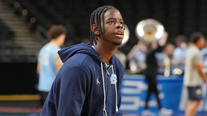 Mar 18, 2026; Greenville, SC, USA; North Carolina Tar Heels forward Caleb Wilson (8) during a practice session ahead of the first round of the men's 2026 NCAA Tournament at Bon Secours Wellness Arena. Mandatory Credit: Bob Donnan-Imagn Images