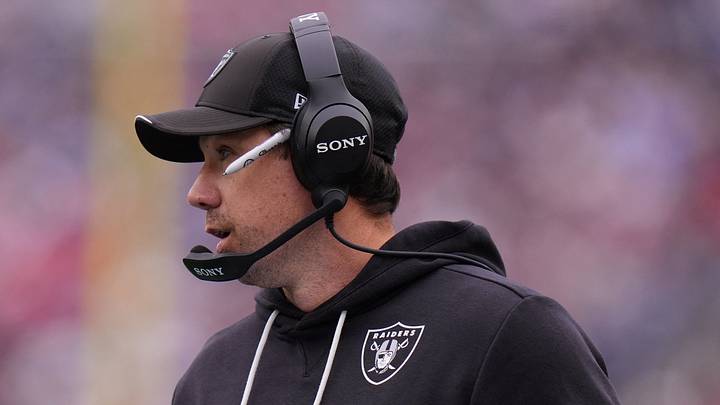 Oct 11, 2026; Foxborough, Massachusetts, USA; Las Vegas Raiders head coach Klint Kubiak watches from the sideline as they take on the New England Patriots at Gillette Stadium. Mandatory Credit: David Butler II-Imagn Images Oct 11, 2026; Foxborough, Massachusetts, USA; Las Vegas Raiders head coach Klint Kubiak watches from the sideline as they take on the New England Patriots at Gillette Stadium. Mandatory Credit: David Butler II-Imagn Images