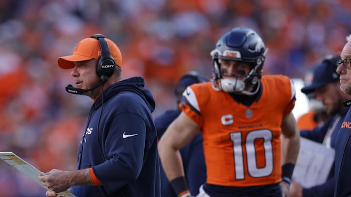 Denver Broncos head coach Sean Payton and quarterback Bo Nix