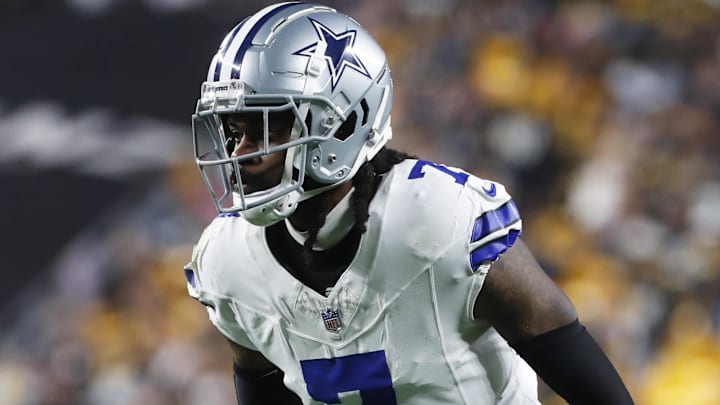Dallas Cowboys cornerback Trevon Diggs (7) in pass coverage against the Pittsburgh Steelers during the second quarter at Acrisure Stadium.