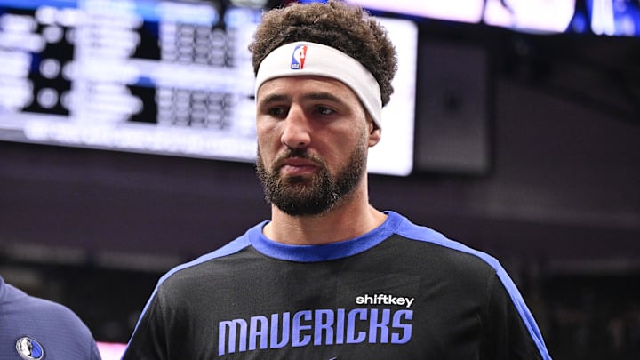 Oct 7, 2024; Dallas, Texas, USA; Dallas Mavericks guard Klay Thompson (31) walks off the court after the game against the Memphis Grizzlies at the American Airlines Center. Mandatory Credit: Jerome Miron-Imagn Images