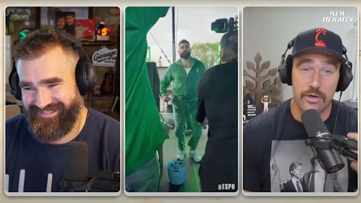 Jason and Travis Kelce discuss the former Philadelphia Eagles center's dance moves on "New Heights." Jason and Travis Kelce discuss the former Philadelphia Eagles center's dance moves on "New Heights."