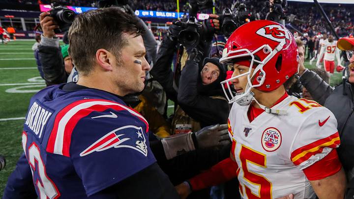New England Patriots quarterback Tom Brady (12) and Kansas City Chiefs quarterback Patrick Mahomes (15) New England Patriots quarterback Tom Brady (12) and Kansas City Chiefs quarterback Patrick Mahomes (15)