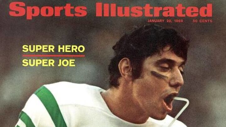 Joe Namath on the cover of Sports Illustrated on this date in 1969 after guaranteeing the win, and pulling off the upset of the Baltimore Colts in Super Bowl III. 