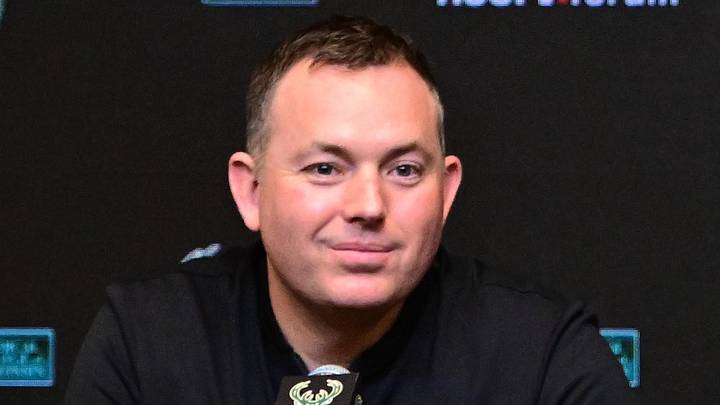 Doc Rivers speaks at a press conference with general manager Jon Horst where he was introduce as the new head coach of the Milwaukee Bucks at the Fiserv Forum on Jan 27, 2024.