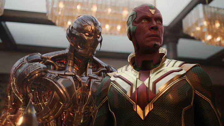 (L TO R) James Spader as Ultron and Paul Bettany as Vision in VisionQuest exclusively on Disney+. 