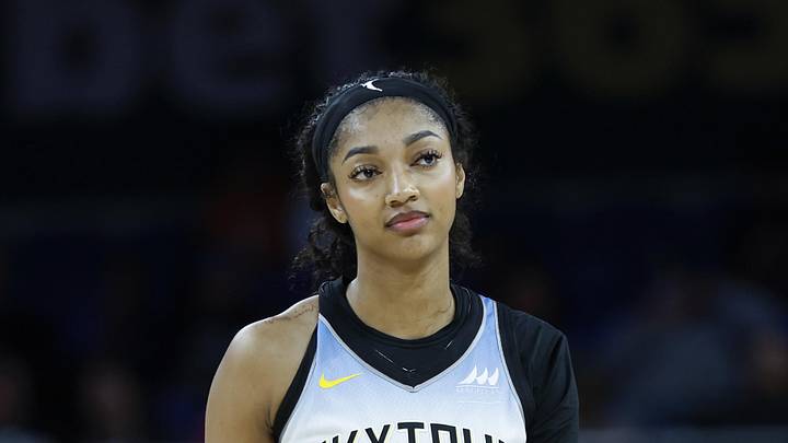 Sep 3, 2025; Chicago, Illinois, USA; Chicago Sky forward Angel Reese (5) walks on the court during the second half of a WNBA game against the Connecticut Sun at Wintrust Arena. Mandatory Credit: Kamil Krzaczynski-Imagn Images