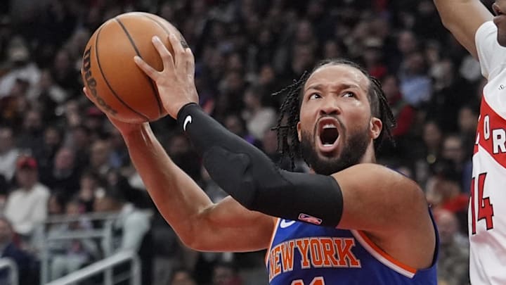 Jan 28, 2026; Toronto, Ontario, CAN; New York Knicks guard Jalen Brunson (11) drives to the basket against Toronto Raptors guard Ja'Kobe Walter (14) during the first half at Scotiabank Arena. Mandatory Credit: John E. Sokolowski-Imagn Images Jan 28, 2026; Toronto, Ontario, CAN; New York Knicks guard Jalen Brunson (11) drives to the basket against Toronto Raptors guard Ja'Kobe Walter (14) during the first half at Scotiabank Arena. Mandatory Credit: John E. Sokolowski-Imagn Images