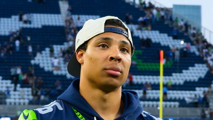 Seattle Seahawks running back Zach Charbonnet after a game
