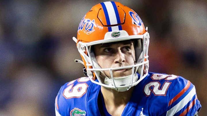 Florida Gators kicker and Packers draft pick Trey Smack waits for the snap against the Samford Bulldogs.
