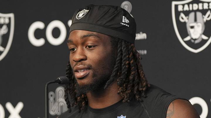 Las Vegas Raiders running back Ashton Jeanty speaks during a news conference during organized team activities. Las Vegas Raiders running back Ashton Jeanty speaks during a news conference during organized team activities.