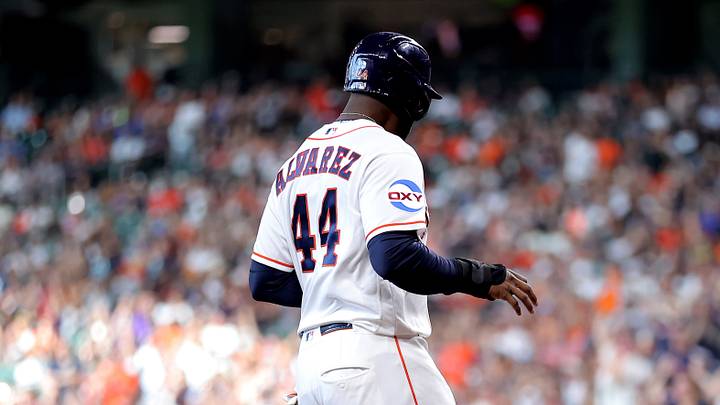 Aug 15, 2026; Houston, Texas, USA; Houston Astros designated hitter Yordan Alvarez (44) crosses home plate to score a run against the Seattle Mariners during the first inning at Daikin Park. Mandatory Credit: Erik Williams-Imagn Images Aug 15, 2026; Houston, Texas, USA; Houston Astros designated hitter Yordan Alvarez (44) crosses home plate to score a run against the Seattle Mariners during the first inning at Daikin Park. Mandatory Credit: Erik Williams-Imagn Images