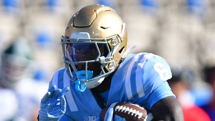 Oct 24, 2026; Pasadena, California, USA; UCLA Bruins running back Anthony Woods (6) runs the ball during the second half against the Michigan State Spartans at Rose Bowl.at Rose Bowl. Mandatory Credit: Gary A. Vasquez-Imagn Images Oct 24, 2026; Pasadena, California, USA; UCLA Bruins running back Anthony Woods (6) runs the ball during the second half against the Michigan State Spartans at Rose Bowl.at Rose Bowl. Mandatory Credit: Gary A. Vasquez-Imagn Images