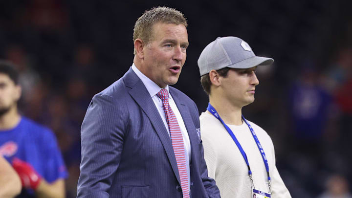 Kirk Herbstreit and his dog Peter walk Kirk Herbstreit and his dog Peter walk