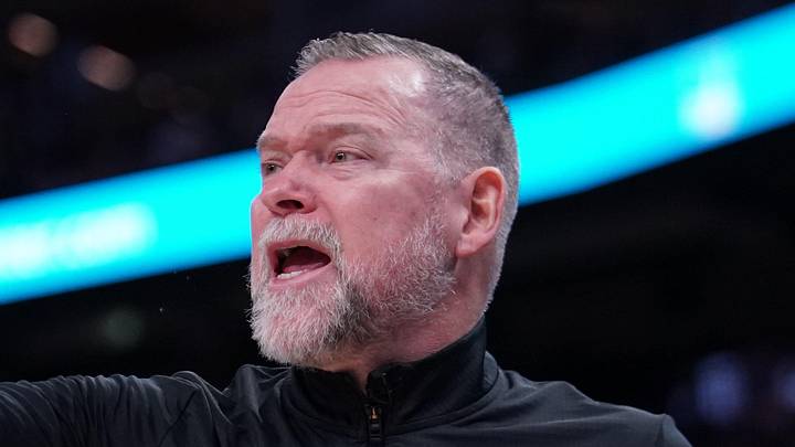Apr 4, 2025; San Francisco, California, USA;  Denver Nuggets head coach Michael Malone yells direction during a game against the Golden State Warriors in the third period at Chase Center. Mandatory Credit: David Gonzales-Imagn Images