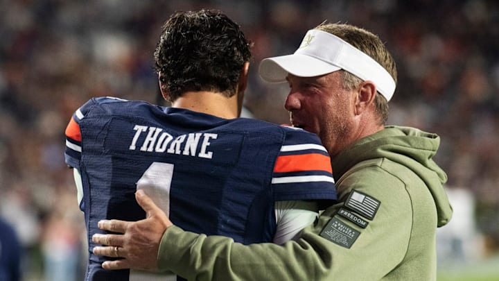 Auburn Tigers head coach Hugh Freeze and quarterback Payton Thorne have endured a love/hate relationship the last-two years.
