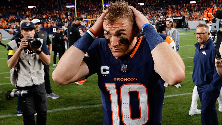 Sep 29, 2025; Denver, Colorado, USA; Denver Broncos quarterback Bo Nix (10) looks on after the game against the Cincinnati Bengals at Empower Field at Mile High. Sep 29, 2025; Denver, Colorado, USA; Denver Broncos quarterback Bo Nix (10) looks on after the game against the Cincinnati Bengals at Empower Field at Mile High.