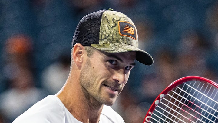 Tommy Paul reacts during his match Tommy Paul reacts during his match
