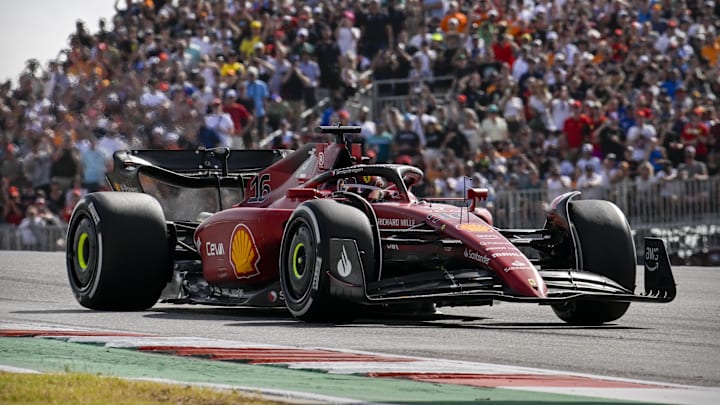 Oct 23, 2022; Austin, Texas, USA; Scuderia Ferrari driver Charles Leclerc (16) of Team Monaco during the running of the U.S. Grand Prix F1 race at Circuit of the Americas. Mandatory Credit: Jerome Miron-Imagn Images Oct 23, 2022; Austin, Texas, USA; Scuderia Ferrari driver Charles Leclerc (16) of Team Monaco during the running of the U.S. Grand Prix F1 race at Circuit of the Americas. Mandatory Credit: Jerome Miron-Imagn Images