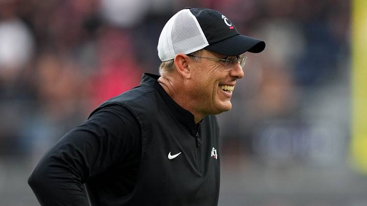 Sep 19, 2026; Cincinnati, Ohio, USA; Cincinnati Bearcats head coach Scott Satterfield reacts on the field during the game against the Miami (OH) RedHawks in the second half at TQL Stadium. Mandatory Credit: Aaron Doster-Imagn Images Sep 19, 2026; Cincinnati, Ohio, USA; Cincinnati Bearcats head coach Scott Satterfield reacts on the field during the game against the Miami (OH) RedHawks in the second half at TQL Stadium. Mandatory Credit: Aaron Doster-Imagn Images