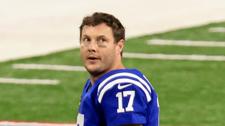 Philip Rivers of the Indianapolis Colts watches the scoreboard Philip Rivers of the Indianapolis Colts watches the scoreboard