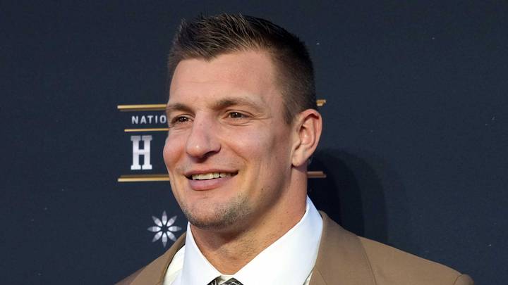Feb 10, 2022; Los Angeles, CA, USA; Rob Gronkowski appears on the red carpet prior to the NFL Honors awards presentation at YouTube Theater. Mandatory Credit: Kirby Lee-Imagn Images