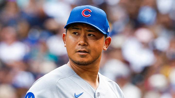 Aug 23, 2026; Seattle, Washington, USA; Chicago Cubs pitcher Shota Imanaga (18) walks to the dugout after being relieved for against the Seattle Mariners during the third inning at T-Mobile Park. Mandatory Credit: Joe Nicholson-Imagn Images