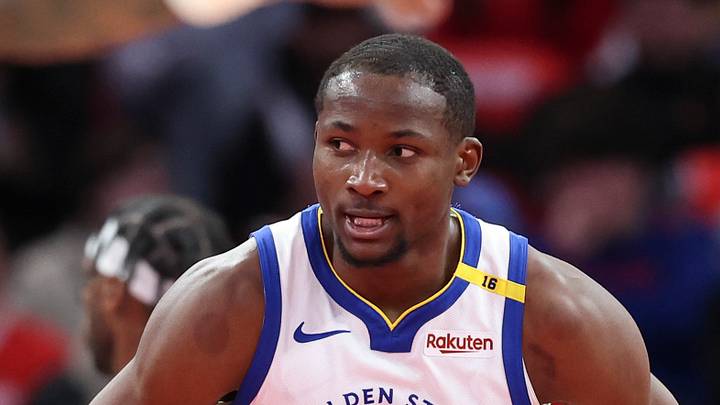 Dec 11, 2024; Houston, Texas, USA; Golden State Warriors forward Jonathan Kuminga (00) reacts after scoring during the third quarter against the Houston Rockets at Toyota Center. Mandatory Credit: Troy Taormina-Imagn Images