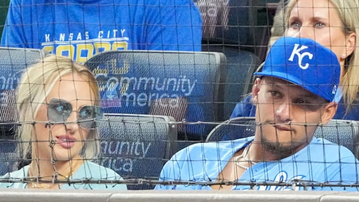 Jun 13, 2025; Kansas City, Missouri, USA; Kansas City Chiefs quarterback Patrick Mahomes and wife Brittany watch play in the sixth inning of the game between the Kansas City Royals and Athletics at Kauffman Stadium. Mandatory Credit: Denny Medley-Imagn Images Jun 13, 2025; Kansas City, Missouri, USA; Kansas City Chiefs quarterback Patrick Mahomes and wife Brittany watch play in the sixth inning of the game between the Kansas City Royals and Athletics at Kauffman Stadium. Mandatory Credit: Denny Medley-Imagn Images