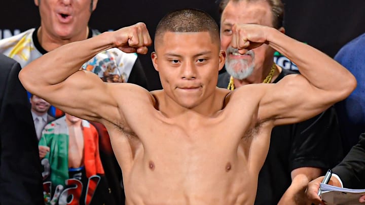 Isaac Cruz during the Weigh-In Ceremony prior to the heavyweight boxing match at Gold Ballroom 3 at the J.W. Marriott. Isaac Cruz during the Weigh-In Ceremony prior to the heavyweight boxing match at Gold Ballroom 3 at the J.W. Marriott.