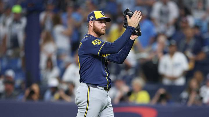 Oct 26, 2026; St. Petersburg, Florida, USA; Milwaukee Brewers pitcher Brandon Woodruff (53) celebrates after defeating the Tampa Bay Rays in game three of the 2026 World Series at Tropicana Field. Mandatory Credit: Nathan Ray Seebeck-Imagn Images Oct 26, 2026; St. Petersburg, Florida, USA; Milwaukee Brewers pitcher Brandon Woodruff (53) celebrates after defeating the Tampa Bay Rays in game three of the 2026 World Series at Tropicana Field. Mandatory Credit: Nathan Ray Seebeck-Imagn Images