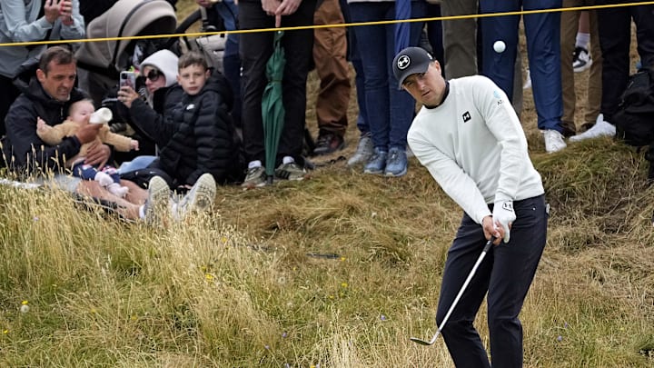 Jordan Spieth reveals that a tendon popped out of his wrist at Royal Troon. Jordan Spieth reveals that a tendon popped out of his wrist at Royal Troon.