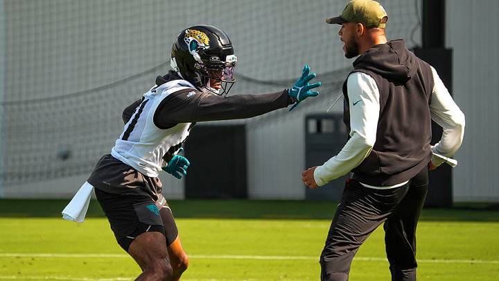 Jaguars cornerback Christian Braswell (21) runs a drill as the Jaguars held their final Organized Team Activity on Monday, June 15, 2026 at the Miller Electric Center in Jacksonville, Fla. [Doug Engle/Florida Times-Union]