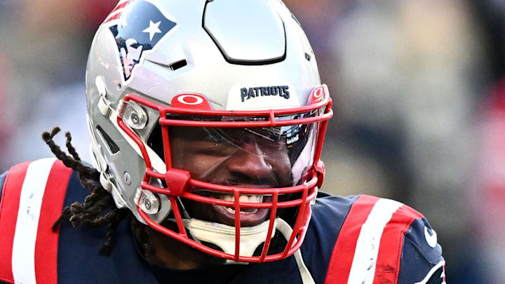 Matthew Judon (9) reacts after a sack against the New York Jets in 2021. Matthew Judon (9) reacts after a sack against the New York Jets in 2021.