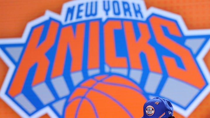 RJ Barrett (Duke) reacts after being selected as the number three overall pick to the New York Knicks. Mandatory Credit: Brad Penner-Imagn Images