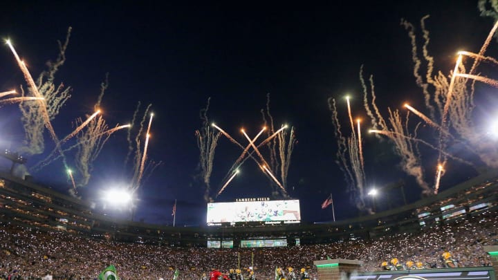 Several people were hurt after fireworks shot into the stands at a college football stadium.