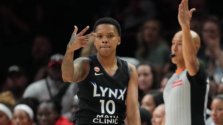 May 27, 2026; Minneapolis, Minnesota, USA; Minnesota Lynx guard Courtney Williams (10) celebrates making a three-point shot against the Atlanta Dream in the first half at Target Center. Mandatory Credit: Jesse Johnson-Imagn Images May 27, 2026; Minneapolis, Minnesota, USA; Minnesota Lynx guard Courtney Williams (10) celebrates making a three-point shot against the Atlanta Dream in the first half at Target Center. Mandatory Credit: Jesse Johnson-Imagn Images