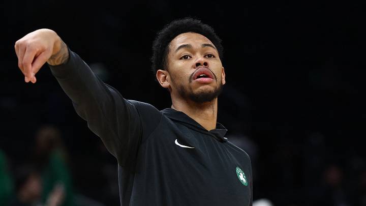 Boston Celtics guard Anfernee Simons (4) shoots before their game against the Sacramento Kings at TD Garden on January 30, 2026. Boston Celtics guard Anfernee Simons (4) shoots before their game against the Sacramento Kings at TD Garden on January 30, 2026.