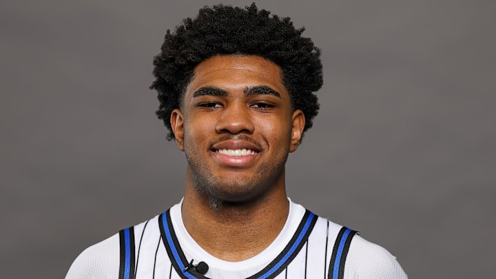 Sep 29, 2025; Orlando, FL, USA; Orlando Magic guard Jase Richardson (11) poses for a picture during Magic-Media Day at AdventHealth Training Center. Mandatory Credit: Mike Watters-Imagn Images