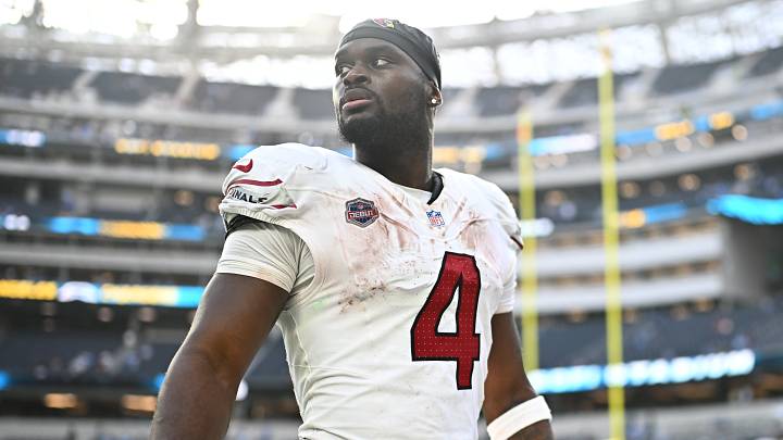 Sep 13, 2026; Inglewood, California, USA; Arizona Cardinals running back Jeremiyah Love (4) leaves the field after defeating the Los Angeles Chargers at SoFi Stadium. Mandatory Credit: William Liang-Imagn Images Sep 13, 2026; Inglewood, California, USA; Arizona Cardinals running back Jeremiyah Love (4) leaves the field after defeating the Los Angeles Chargers at SoFi Stadium. Mandatory Credit: William Liang-Imagn Images